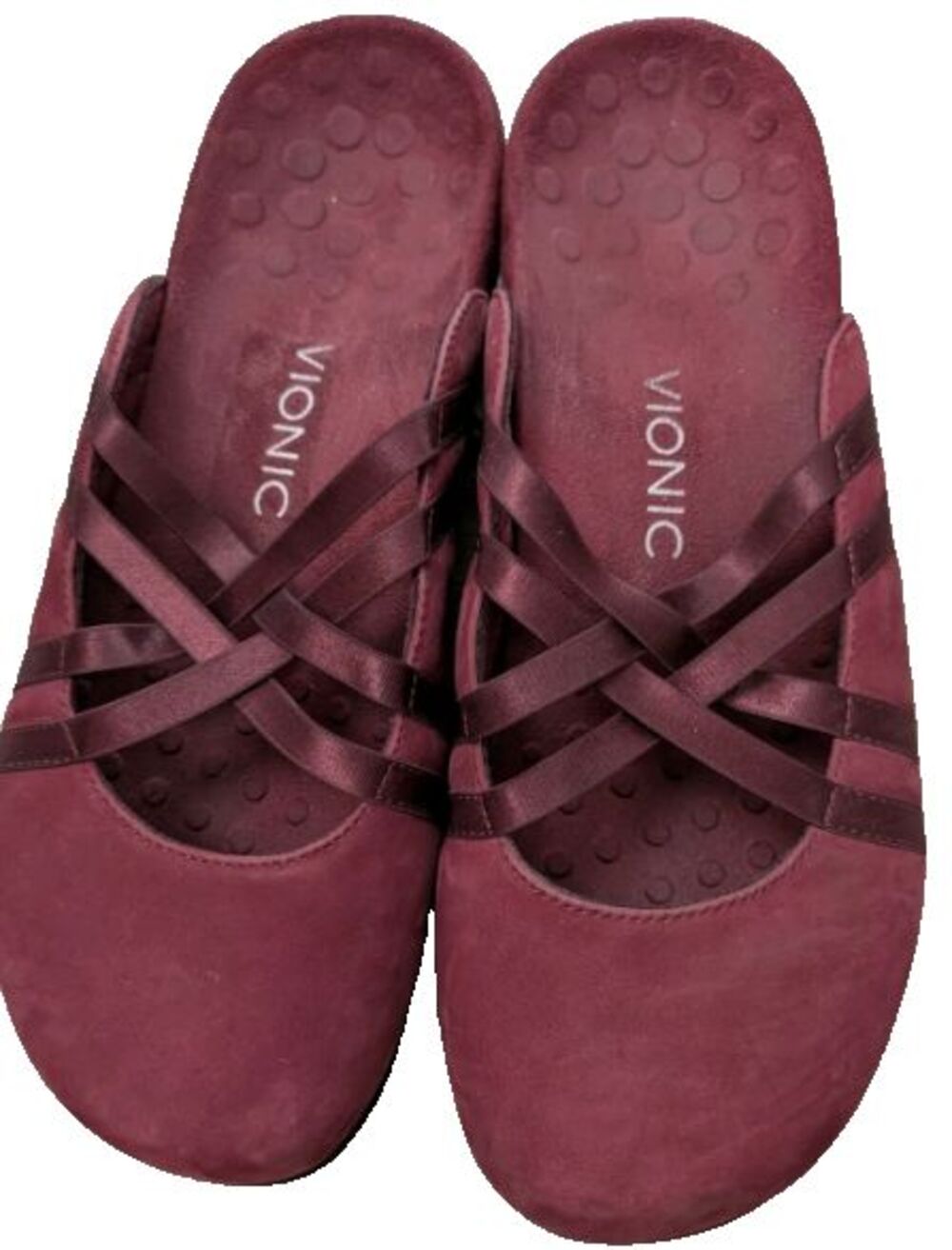 Vionic Claire Mule Slip On Shoes Womens US 11 Wine Burgundy Ballerina Flats